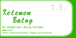 kelemen balog business card